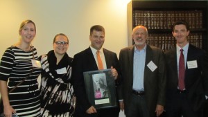 Joseph Patry, recipient of the Making Justice Real Pro Bono Award, with his colleagues from Blank Rome LLP, including Legal Aid Trustee John Heintz (2nd from right).
