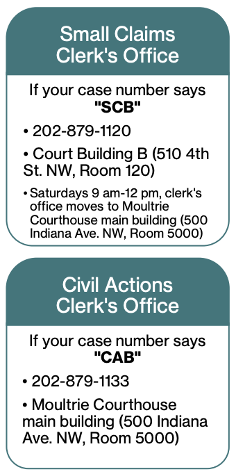 Small Claims and Civl Action Clerk's Offices