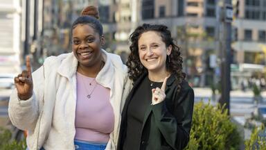 Legal Aid family client Lotus Brown with her attorney