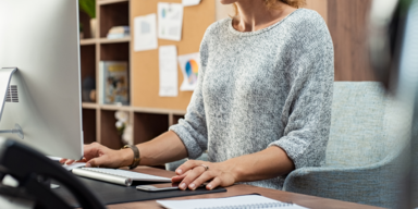 A woman on computer